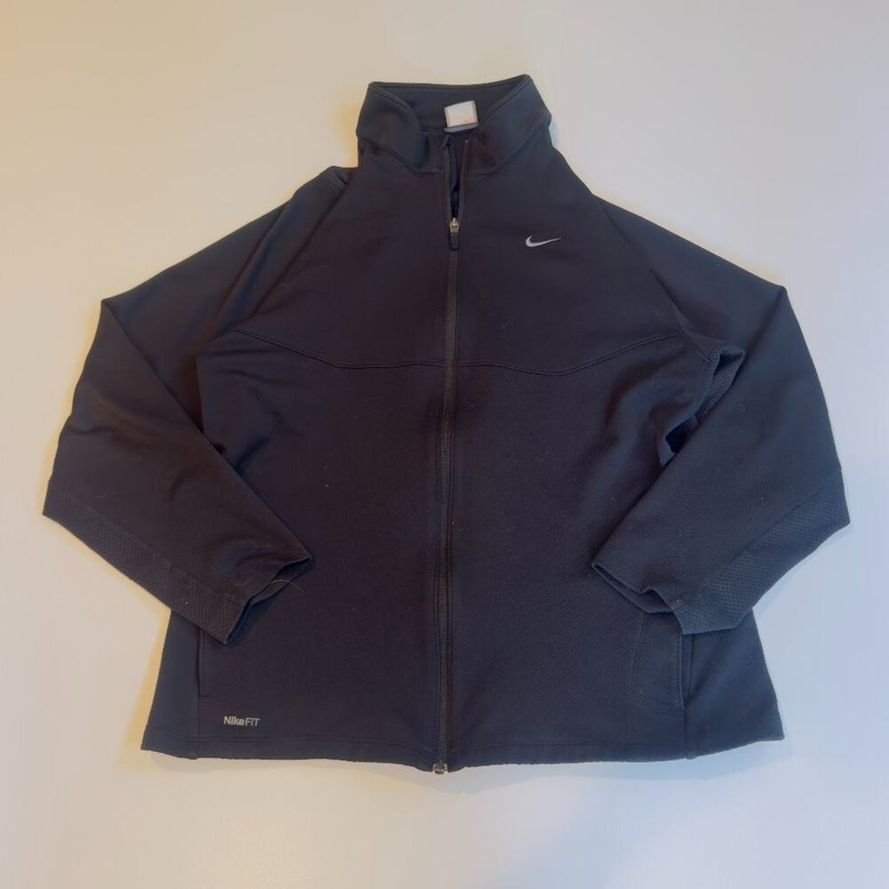 Vintage Nike Full Zip Sweatshirt Mens Large Black Dri-FIT Athletic Track Jacket